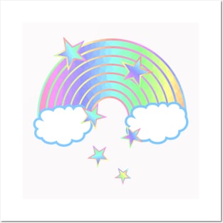 Rainbow Colors Clouds And Stars Posters and Art
